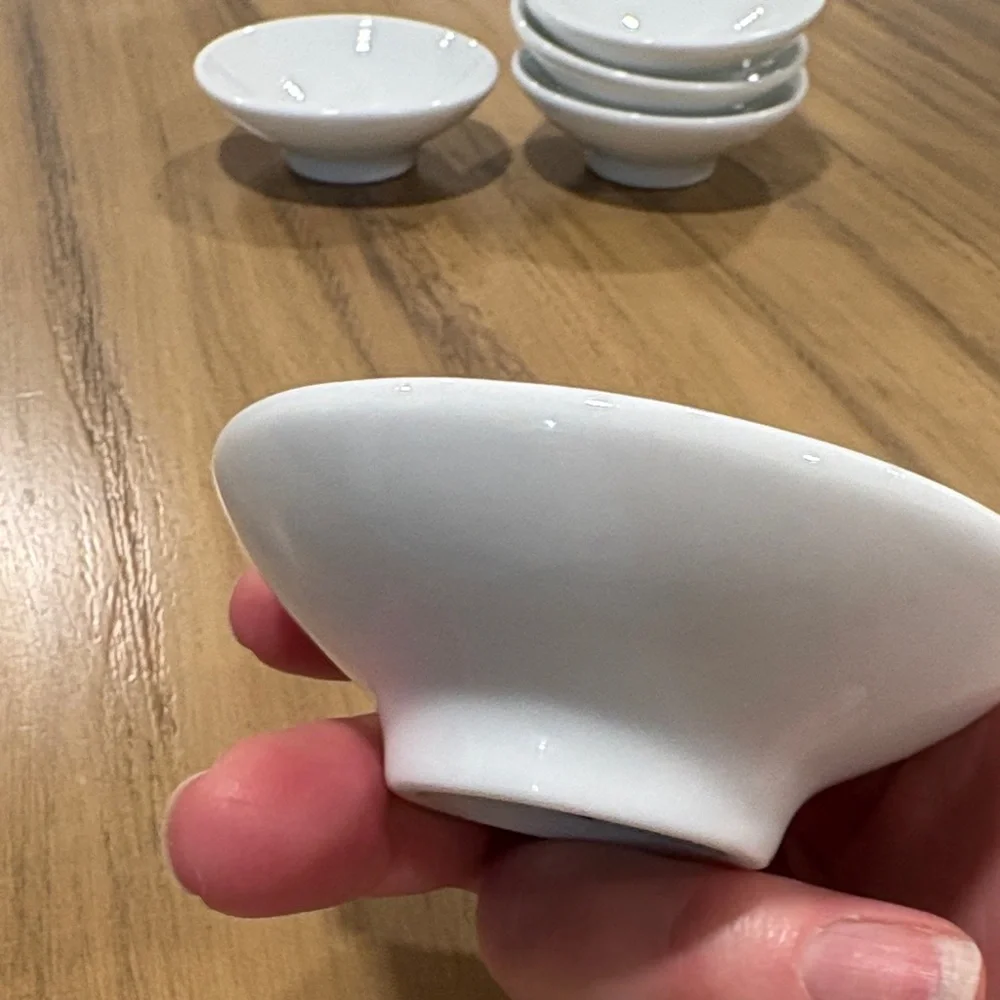 Crate&Barrel White Ribbed dipping Bowl set of 4